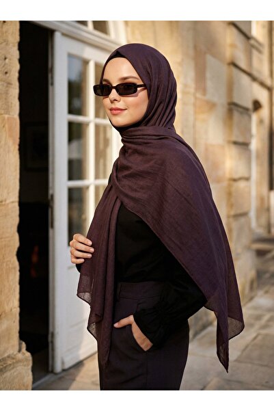 Tuva Şal Срібляста крепова джазова шаль - аметистова грязь - Тува