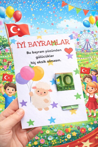 Emtory Home 10 Adet Minnak Kuzucuk Bayram Kartı - Bayram Tebrik Kartı - Bayra...