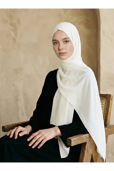 Tuva Şal Krep Jazz Şal - Beyaz - 2 - Tuva