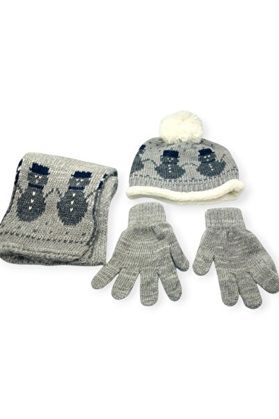 Mustran طقم شتوي من 3 قطع للأطفال - قبعة، وشاح وقفازات مبطنة بالصوف بتصميم هد...
