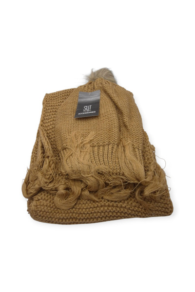 Mustran Set de berete cu eșarfe SYT Premium, elegant, pentru tineri/femei | Costum de iarnă din material subțire gros cu textura de lână