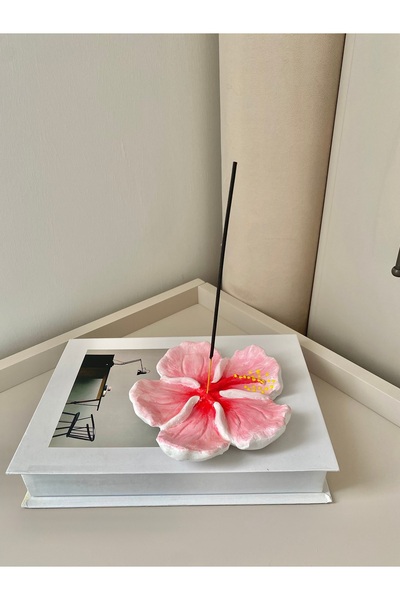 EYO Dekoratif Çiçek Pembe Hibiskus Tütsülük & Takı Tabağı
