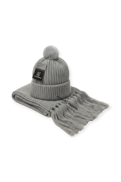 Mustran Set de beretă cu eșarfă cu pompon elegant premium SYT | Costum de iar...