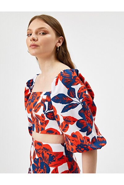 Koton Λουλουδάτη μπλούζα από βαμβάκι