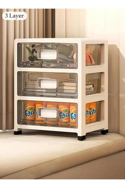 DOMEET 3-layers Drawer Storage Cabinet with Wheels
