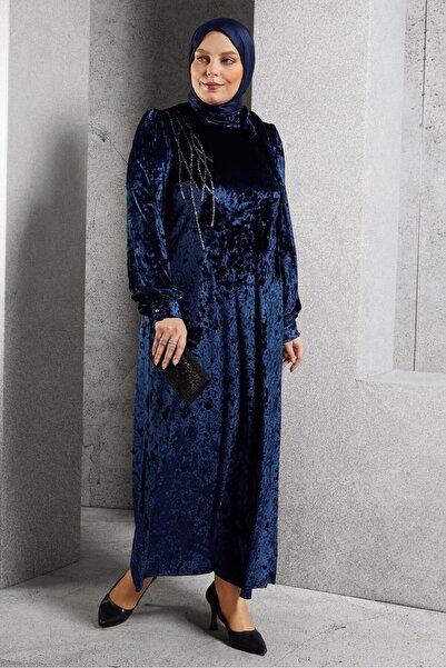 Alvina BÜYÜK BEDEN KADİFE ELBİSE 20644