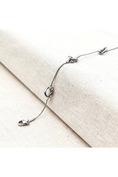 Siya Silver Non-Tarnish Steel Snake Chain Knot Bracelet