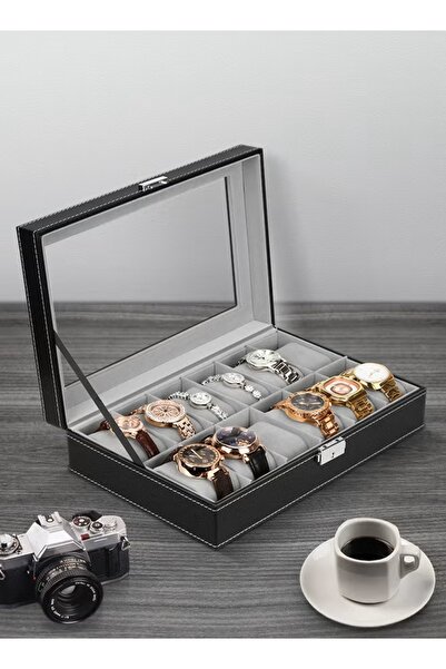 LESHP صندوق تخزين الساعات ذو 12 شبكة ZG666600