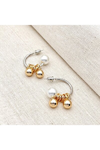 Siya Silver أقراط متحركة بتفاصيل اللؤلؤ