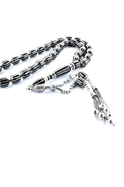 HÜNERTAŞ Oltu Taşı Traşlı Kesme On İkili Karpuz Dilim İşlemeli Tespih