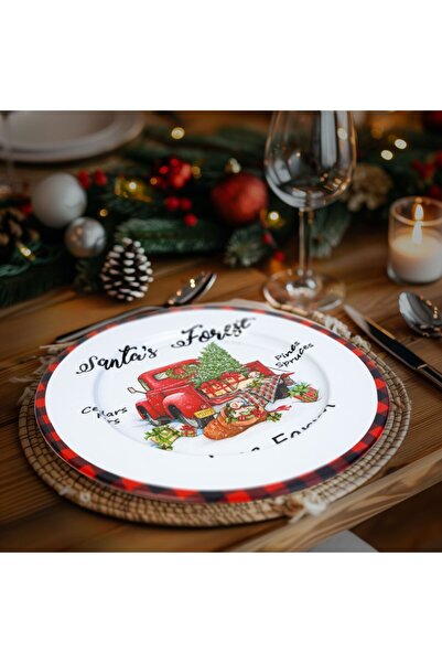 Mercaton Tavă metalică de Crăciun, mașinuță, albă, 33 cm