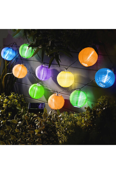 Garden of Eden șir de 10 felinare solare LED de diferite culori, alb rece 3,7 m