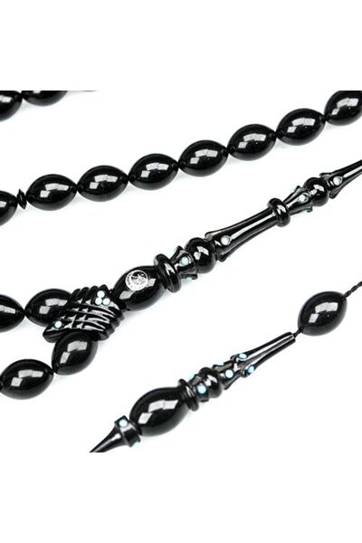 HÜNERTAŞ سلسلة Oltu Stone الخاصة من سلسلة الإمام المنحوتة على شكل رمح مصنوعة ...