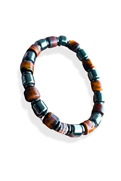 ayrestyle سوار رجالي من عين النمر والهيماتيت |   قوي وذو طاقة كاريزمية |   سو...