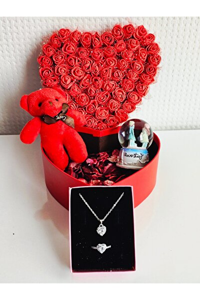 FİORELLA HEDİYE SEVGİLİYE HEDİYE KUTUSU-PELUŞ AYI,KAR KÜRESİ,KOLYE VE BİLEKLİ...