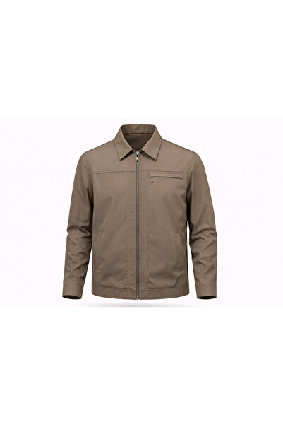 REGOS Erkek Toprak Battal Boy Klasik Yakalı Ince Yazlık Mevsimlik Mont&ceket