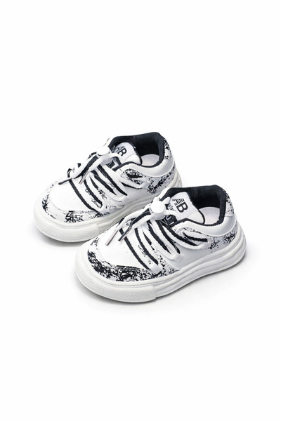 Superbaby Adidasi albi cu negru in degrade