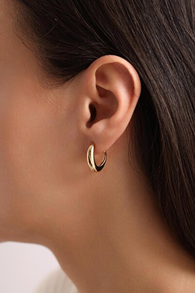 Vitastyle أقراط دائرية من الفولاذ بلون ذهبي