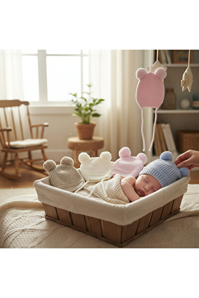 N@zence قبعة شتوية ناعمة الملمس للأطفال مع ربطة عنق مزدوجة