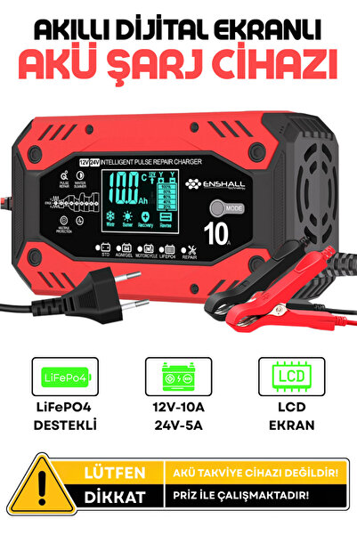 Enshall 12V-10A / 24V-5A Araba, Kamyon, Tır, Gemi Motosiklet LıfeP04 Özellikl...