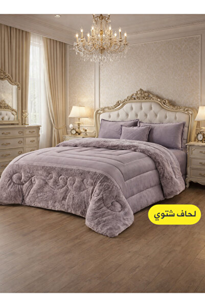 Moon طقم لحاف الشتاء 6قطع مخمل على فروناعم- نفرين