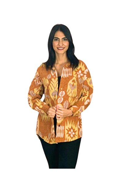 YusGos Women's Single Pocket Patterned Thick Lumberjack Jacket Shirt (Tile)