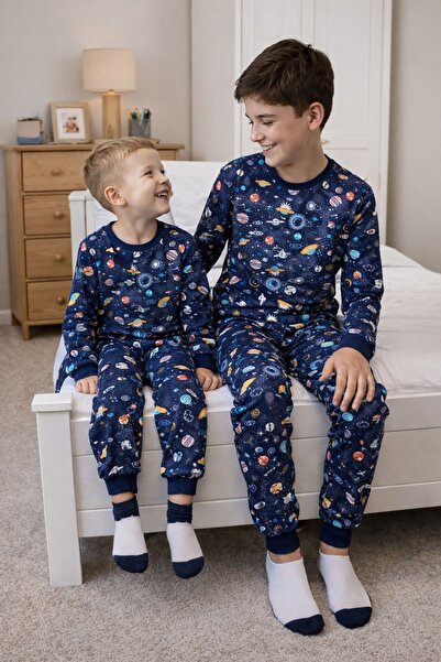 ZUZUNGA Σετ παιδικών πιτζάμες Unisex με θέμα Space - Planets and Spacecraft