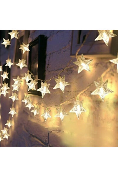 Coverzone 3 Metre Led 20 Adet Yıldız Işık Zinciri Pilli Dekoratif Aydınlatma Yılbaşı Ev Oda Balkon Süsleme