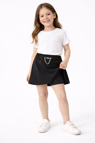 Nickel 1985 YAZILI KIZ ÇOCUK SİYAH ŞORT ETEK