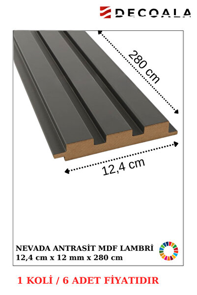 DECOALA MDF Tavan & Duvar Lambri Seti (10 Adet) 12x280 cm Su Yeşili Ahşap Görünümlü Dekoratif Kaplama Paneli