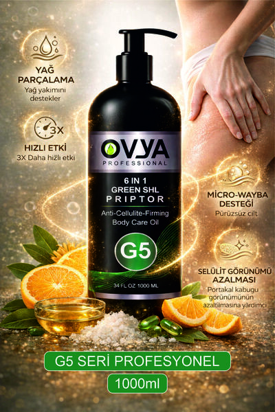 ovya Selülit Karşıtı G5 Profesyonel Masaj Yağı 6 in 1 Green Shl Priptor 1000ml
