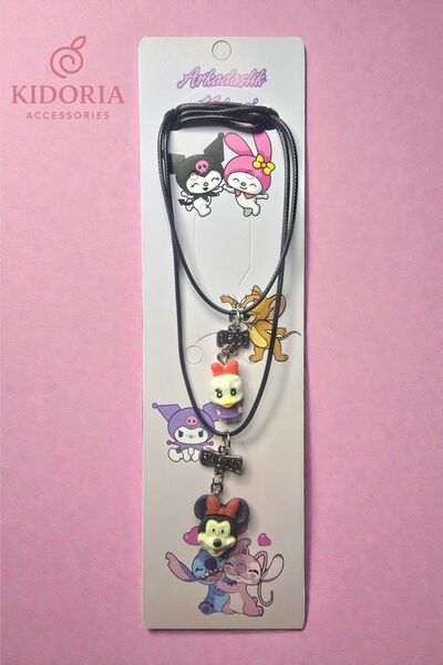 Kidoria En İyi Arkadaşlar Temalı 2'li Çocuk Kolye Seti - Sevimli Fare ve Örde...