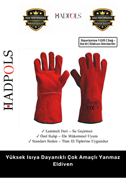 HadPols #KaynakçıEldiven Su Geçirmez Mangal Kamp Şömine Fırın Profesyonel Lüks Isıya Dayanıklı Deri Eldiven