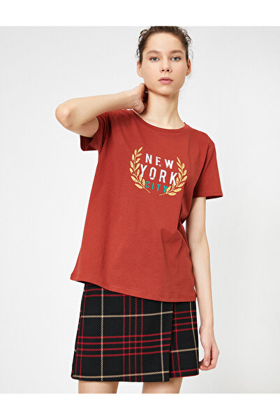 Koton Γυναικείο μπλουζάκι Claret Red printed