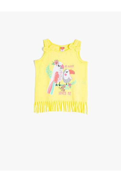 Koton Bebeluş Fetiţă Galben Fată Galben Ciucuri Detaliat Tricou