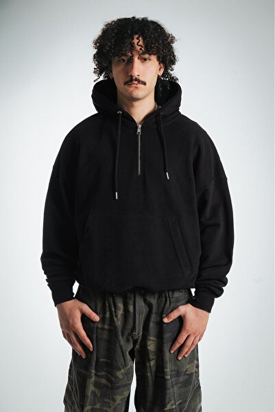 No Future Street Style Half Zip Oversize Erkek Hoodie NF0336SY