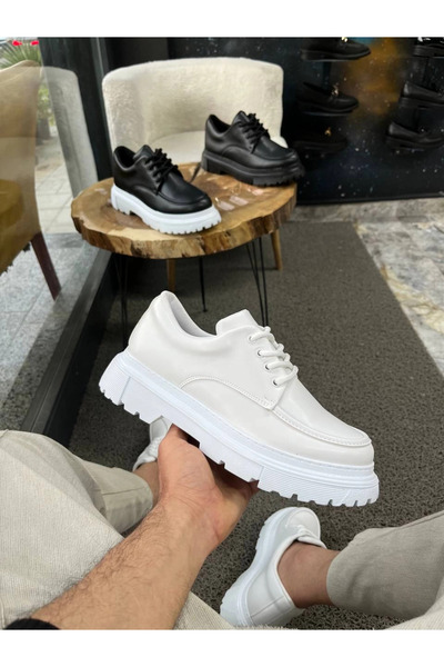 Zerenyus Zrk-X6 Premium White Lace-Up Casual Men's Classic Shoes