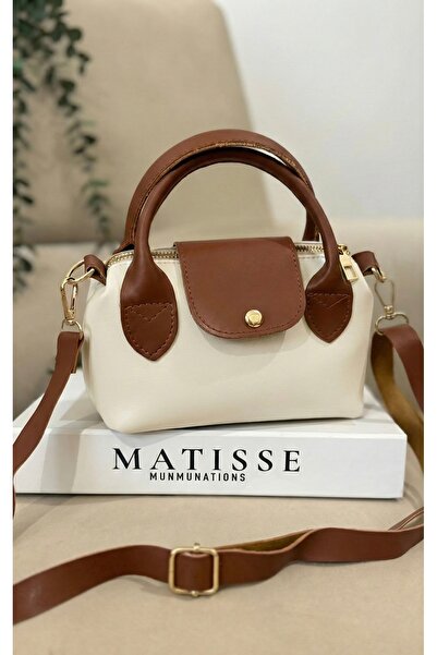 PurpleART Geantă de mână și de umăr pentru femei, cremă - maro, 13X20CM