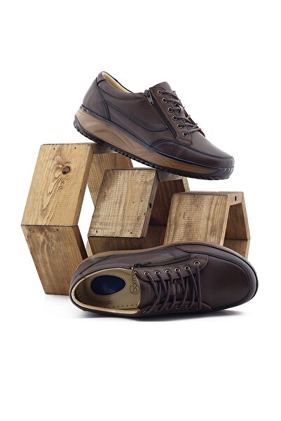 Barmea 1655 Pantofi ortopedici pentru bărbați din piele naturală Candy And Health, maro, cu șireturi