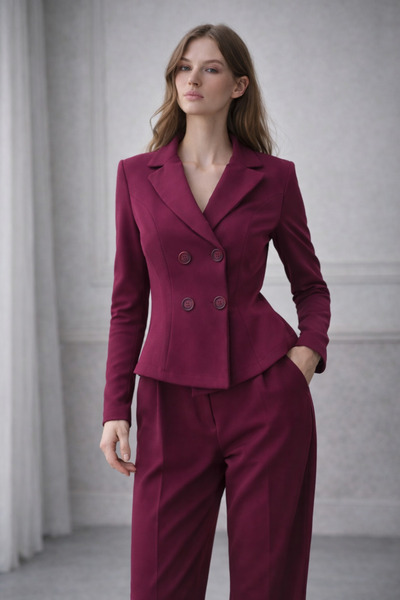 AYS Düğme Detaylı Kruvaze Takım