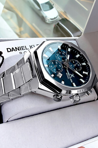 Daniel Klein ساعة يد رجالية أصلية 3 Atm مقاومة للماء باللون الفضي وسوار فولاذ...