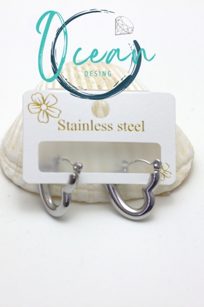 OCEANDESING Steel Silver Color Hollow Bubble Heart Earrings – Women's Stainle...