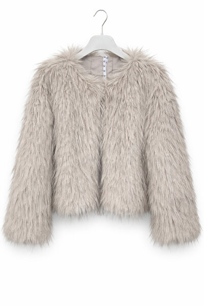 günay boutıque Sparkle Detailed Faux Fur – Beige