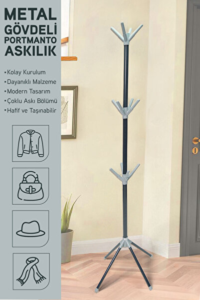 İronika Modern Portatif Elbise Askısı Ayaklı Portmanto Askı Vestiyer Askılık ...