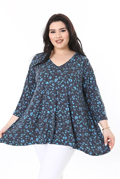 Şans Μπλούζα με πολύχρωμο μανίκι Κάπρι με λαιμόκοψη - 65N38001