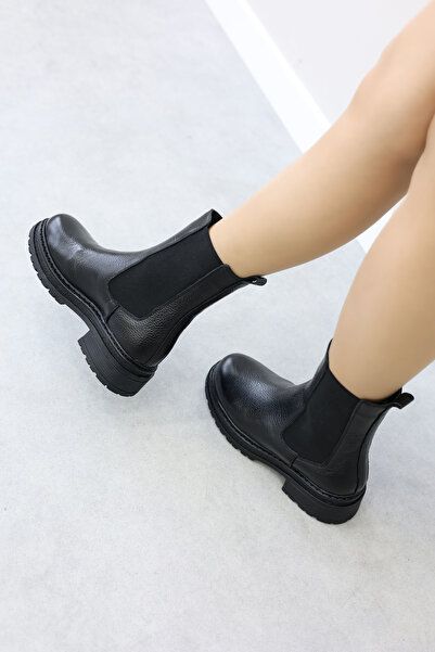 FAST STEP Hakiki Deri Kürklü Kadın Kalın Taban Bot 257KZA622