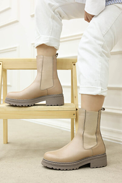 FAST STEP Hakiki Deri Kürklü Kadın Kalın Taban Bot 257KZA622