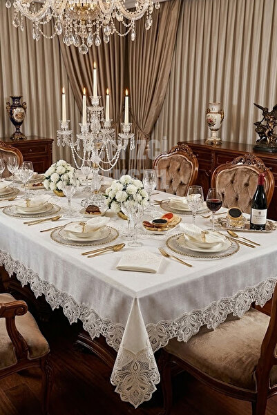 Çt Çeyizci Tekstil طقم مفرش طاولة لـ 12 شخص، طقم طاولة لـ 12 شخص 26 قطعة 160x220 سم