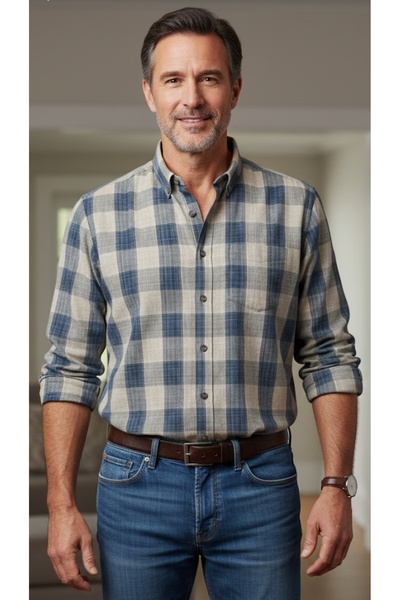 ARMA STİL %100 YÜN UZUN KOLLU CEPLİ RAHAT KESİM KIŞLIK ERKEK GÖMLEK