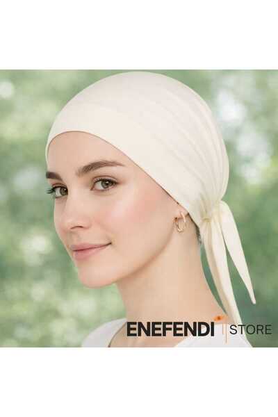 NF ND ENEFENDİ Silicone Flat Bonnet |   Non-Slip Hijab Inner Cap — D Stitch-Free Cream Comfortable and Stylish Use